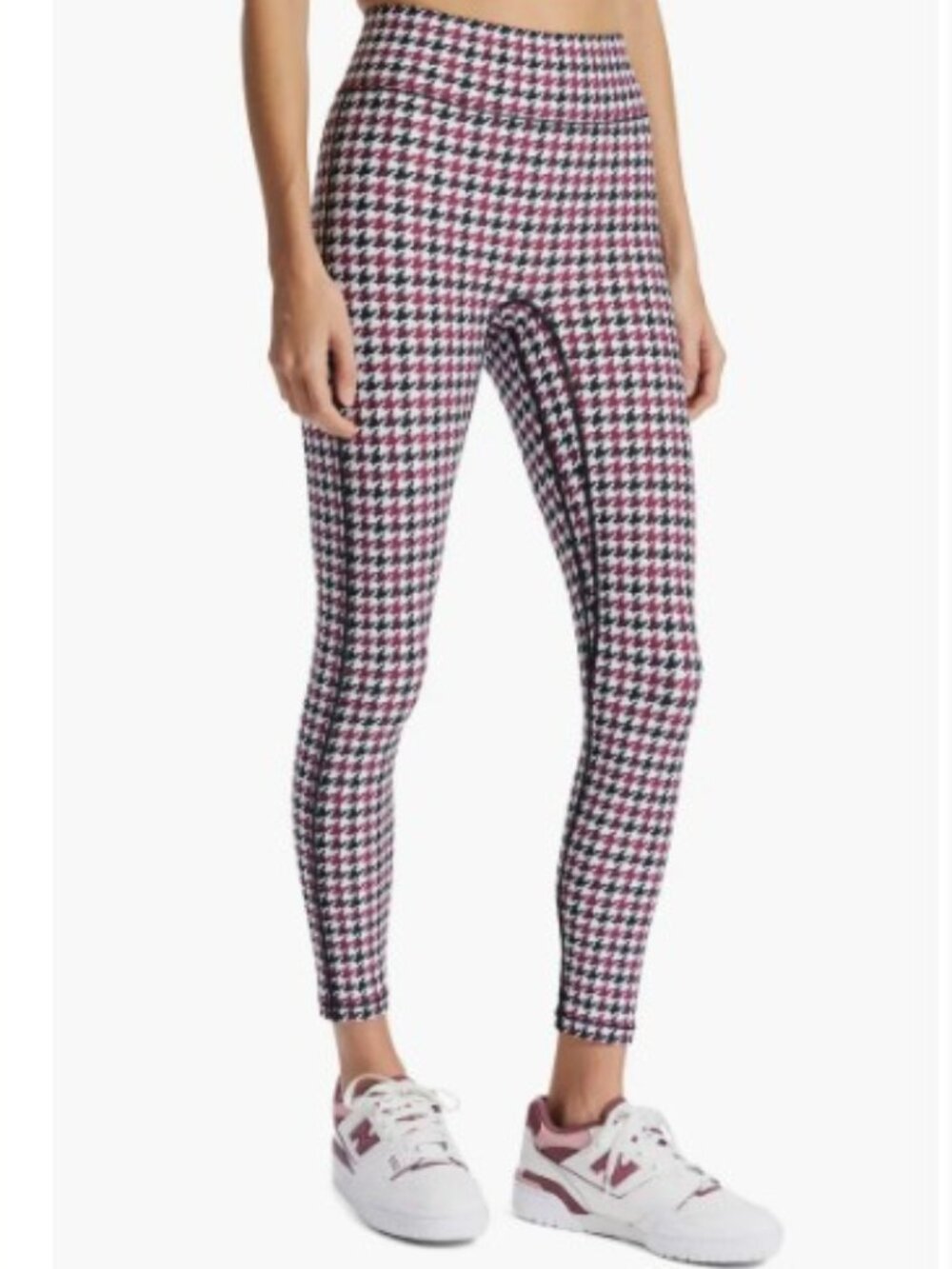 BANDIER Center Stage Houndstooth Leggings (black/white/red) NWOT